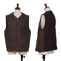  45R Herringbone Cotton Weave Vest (Waistcoat) Navy,Brown 4