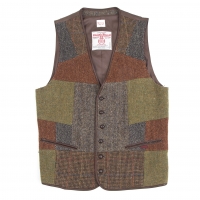  Papas Harris Tweed Patchwork Vest (Waistcoat) Multi-Color L