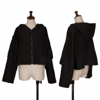  HIROKO KOSHINO Hooded Zip up Short Jacket Black 38