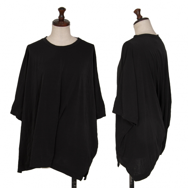 ワイズY's ポリ裾ダブルホールTシャツ 黒2