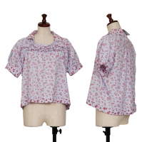  tricot COMME des GARCONS Cotton Floral Design Short Sleeve Shirt Sky blue,Pink M