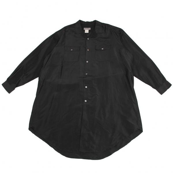 ヨウジヤマモト プールオムYohji Yamamoto POUR HOMME ビッグシルエットオープンカラーシャツ 黒M
