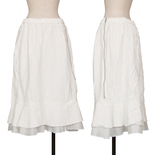 コムデギャルソンCOMME des GARCONS フラワー刺繍サイドジップスカート 白M
