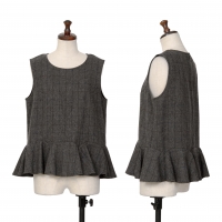  tricot COMME des GARCONS Hem Switching Check Wool Vest (Waistcoat) Grey M