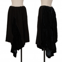  COMME des GARCONS Fulling Wool Switching Velvet Skirt Black M