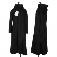  Yohji Yamamoto NOIR Wool Hooded Long Coat Black 2