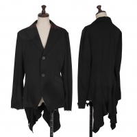  Yohji Yamamoto NOIR Wool Gabardine Check Switching Jacket Black 2