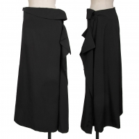  Yohji Yamamoto NOIR Wool Gaba Side Frill Skirt Black 1