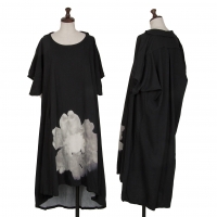  Y's Floral Printed Short Sleeves Dress (Jumper) Black 2