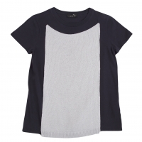 RISMAT by Y's Cotton Knit Patchwork T-shirt Navy,Sky blue 1