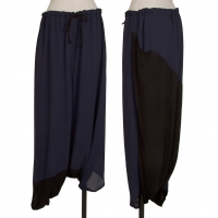  Y's Poly Rayon Switching Dropped Crotch Pants (Trousers) Navy,Black 2