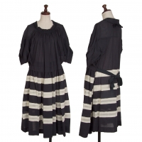  COMME des GARCONS Pasted Switching Stripe Gather Dress Navy S