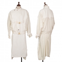  ISSEY MIYAKE Strap Design Switching Blouson & Skirt White  9