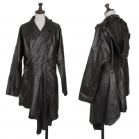  ISSEY MIYAKE Asymmetry Leather Long Jacket Black M