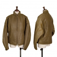 ISSEY MIYAKE Padding Sheep Leather Bomber Jacket Khaki-green 11