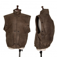  ISSEY MIYAKE Boa Lining Leather Vest (Waistcoat) Brown 9