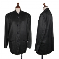  ISSEY MIYAKE Mao Collar Shiny Stripe Jacket Black 9