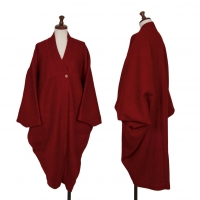  ISSEY MIYAKE Silk Blended Wool Knit Coat Red 9