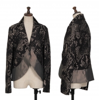  ISSEY MIYAKE Poly Cotton Jacquard Switching Design Jacket Black 2