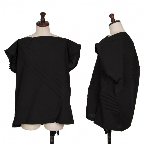 イッセイミヤケISSEY MIYAKE 132 5. ポリ２Dデザインプリーツノースリーブシャツ 黒2