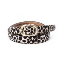  EMPORIO ARMANI Harako Leather Leopard Belt Ivory,Brown 42