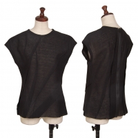  Yohji Yamamoto FEMME Tuck Design Sleeveless Shirt Black 2