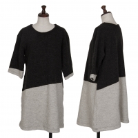 ISSEY MIYAKE HaaT Bicolor Knit Tunic Black,Grey 2