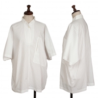  ISSEY MIYAKE PERMANENTE Striped Dolman Sleeve Shirt White M