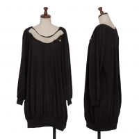  sunaokuwahara Wool Blend Pearl Decoration Knit Rib Dress Black M
