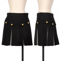  sunaokuwahara Wool Linen Stripe Layered Pleats Skirt Black S