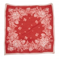  45R Lace Design Floral Printed Handkerchief Red 