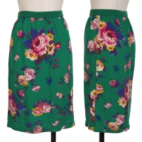  KENZO Floral Printed Knit Skirt Green M