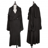  LIMI feu Cotton Linen Draped Design Coat Black S