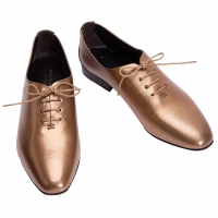  GIORGIO ARMANI Metallic Leather Shoes Bronze 36