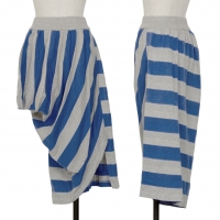  ISSEY MIYAKE Punching Stripe Asymmetry Skirt Blue,Grey M
