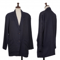  ISSEY MIYAKE Wool Rayon Bias Jacquard Jacket Blue,Black 9