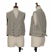  COMME des GARCONS Wool Stripe Short Vest (Waistcoat) Grey S-M
