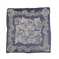  45R Indigo Dyeing Paisley Pattern Handkerchief Navy 