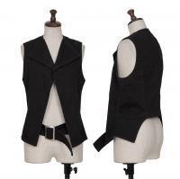  Yohji Yamamoto FEMME Cotton Belted Vest (Waistcoat) Black 1