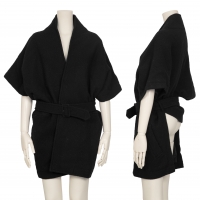  COMME des GARCONS FRANCE Wool Tweed Asymmetry Poncho Jacket (Jumper) Black S
