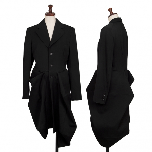 新品！コムデギャルソンCOMME des GARCONS 裾立体デザインロングジャケット 黒S
