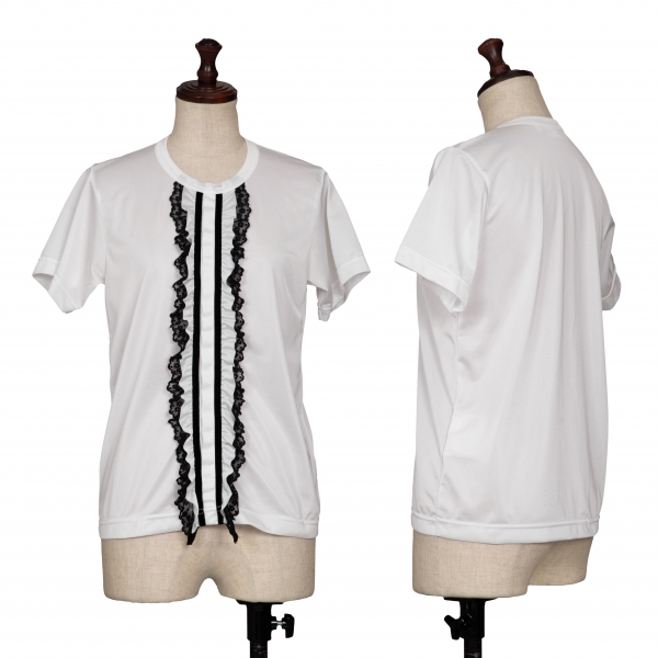 コムコム コムデギャルソンCOMME des GARCONS フロントフリル装飾Tシャツ 黒白SS