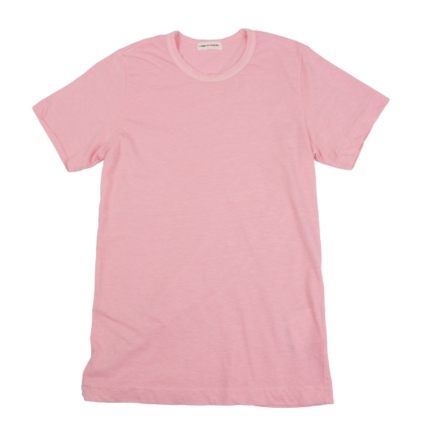 コムデギャルソンCOMME des GARCONS 製品染めポリコットンベーシックTシャツ ピンクS位