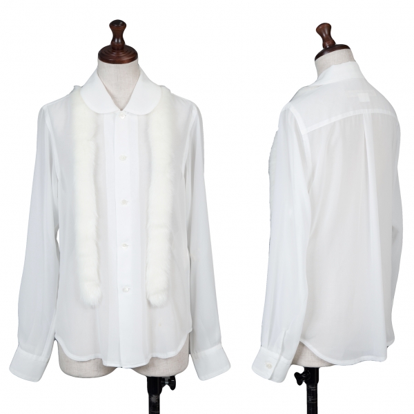 コムデギャルソンCOMME des GARCONS アクリルファー装飾シースルーシャツ 白XS