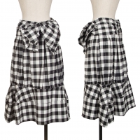  COMME des GARCONS Ribbon Waist Checker Skirt White,Black XS