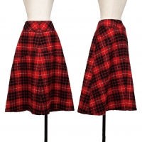  tricot COMME des GARCONS Nep Wool Checker Skirt Red M
