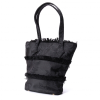  Vivienne Westwood Floral Jacquard Fringe Hand Bag Black 