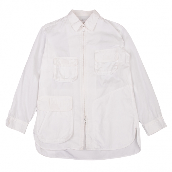 ヨウジヤマモト プールオムYohji Yamamoto POUR HOMME フラップポケットデザインダブルジップシャツ 白2