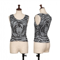  PLEATS PLEASE Graphic Printed Pleated Tank Top Grey,Black 3