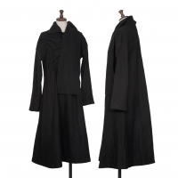  Yohji Yamamoto FEMME Stole Neck Wool Dress Black S